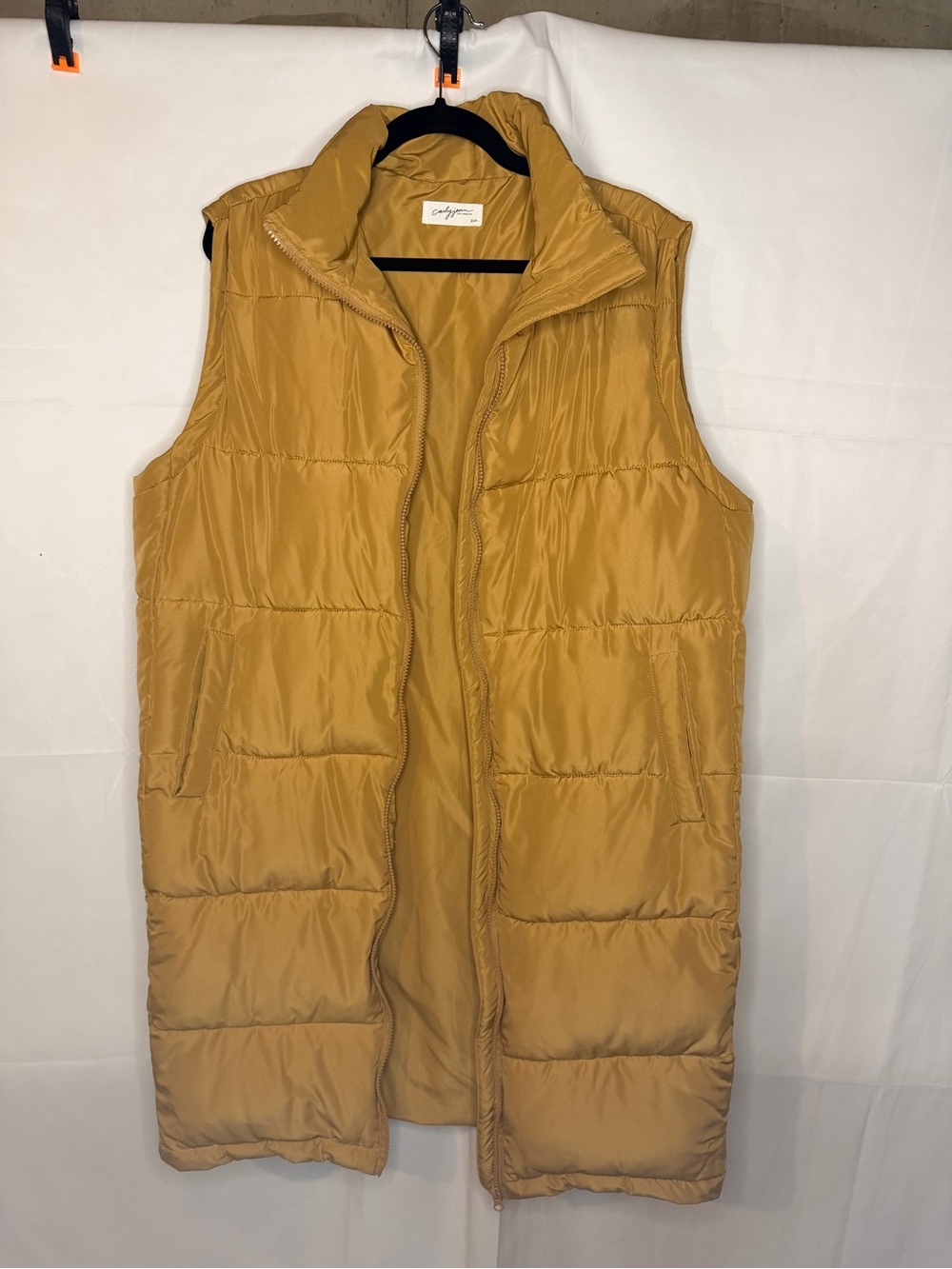 CJLA Carly Jean Los Angeles Mustard Quilted Longline Puffer Vest